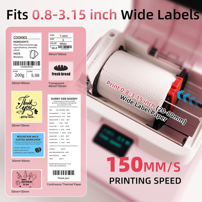 FOUGSTA Label Maker Machine with Tape, T003 Thermal Label Maker, 2 Inch Bluetooth Label Printer Compatible with Phone & PC, Sticker Printer Barcode Thermal Maker for Small Business, Home, School - Image 2